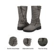 thumbnail image 2 of BURUDANI Girls Kids Winter Fashion Knee High Winter Boots Buckle Zipper Riding Boot Mid Boot Atlanta-K Grey Size 5, 2 of 10