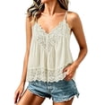 thumbnail image 3 of Breezora Women's Lace Trim Spaghetti Strap Sleeveless Tank Top Lace V Neck Camisole Casual Summer Layering Cami, 3 of 6