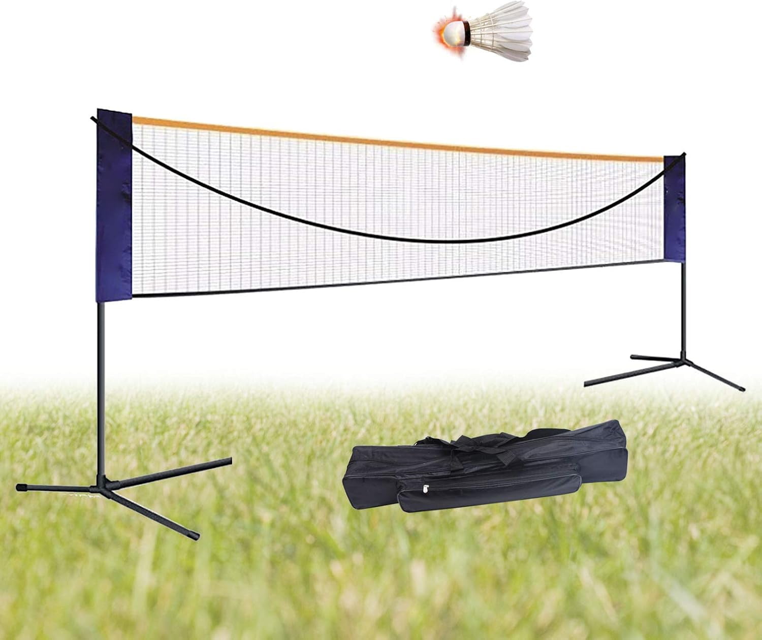 20ft Folding Badminton Net Set, Portable Tennis Net Pickleball Height Adjustable Standard Badminton Net Set Volleyball Nets with Stand/Frame Carry Bag