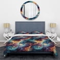 thumbnail image 3 of Designart "Cosmic Plaid Journey" Blue Damask Bedding Covert Set - Bohemian & Eclectic Bed Set With 2 Shams, 3 of 5