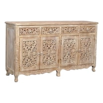 Pemberly Row 66" 4-Door and 4-Drawer Traditional Solid Wood Buffet in White Oak