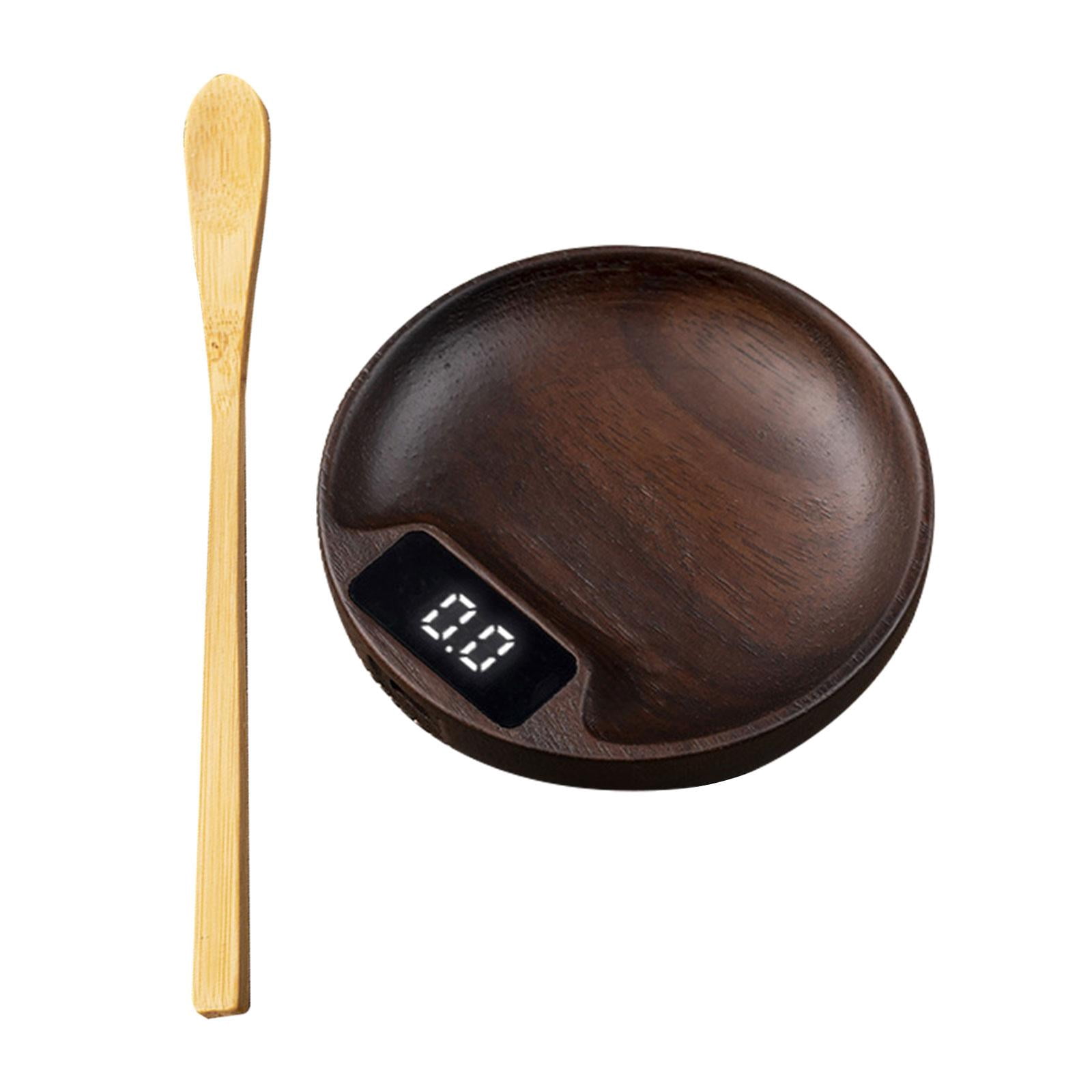 Fiocias Wood Electronic Tea Scale Birthday Gifts with Wooden Spoon High Accuracy Jewelry A