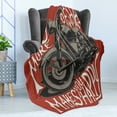 thumbnail image 4 of Motorcycle Soft Flannel Fleece Throw Blanket, Retro Bike with Uplifting Lettering Free Spirited Rider Words, Cozy Plush for Indoor and Outdoor Use, 60" x 80", Red Warm Taupe and White, by Ambesonne, 4 of 5