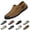 Brown, variant on Men's Leather Driving Walking Shoes,Vintage Lightweight Comfort Slip-On Flat Moccasin Dress Oxford Casual Boat Loafers Black