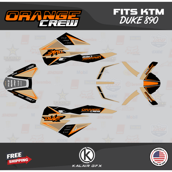 Kalair GFX Graphics Kit for Ktm DUKE 890 (2018-2023) Orange-crew Series