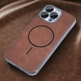 thumbnail image 3 of Magnetic Phone Case For iPhone 12 Pro,PU Leather Back PC+TPU Hybrid Proction,Compatible with Mag-safe,Shockproof Anti-Scratch Anti-fall Rugged Ultra Slim Durable Phone Case,Brown, 3 of 12