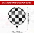 thumbnail image 2 of 10Pcs Race Car Balloons, 18 Inch Checkered Balloons Foil Racing Car Balloon Black and White Checkered Balloons Sphere Checkerboard Balloon for Racing Themed Party Supply, 2 of 5
