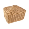 thumbnail image 4 of Cesta de almacenamiento de ratán organizadora para decoración del hogar, ligera, multifuncional, tejida a mano Rectángulo, 4 of 9