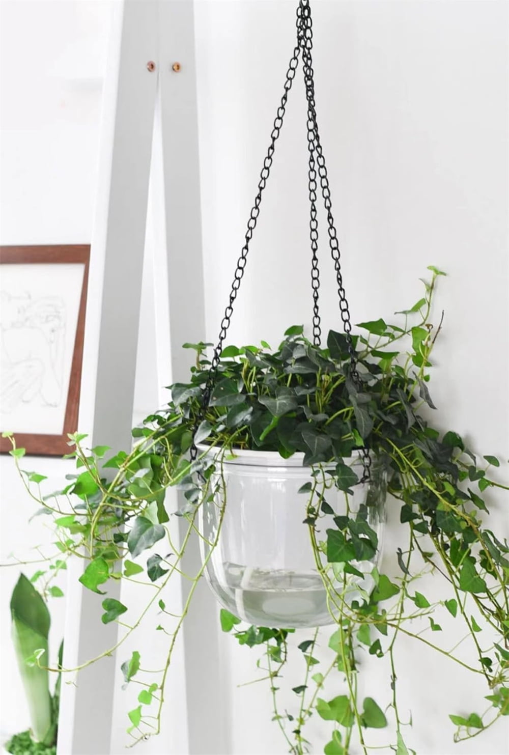 Scheam 3 Pack Hanging Pots with Drainage Holes,Self Watering Hanging Planters,Plastic Hanging Pot,Prefect for Spring Indoor Outdoor Garden Home Decorations (Emerald,Gray,Clear)