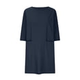 thumbnail image 3 of Patlollav Dress for Women,Women'S Solid Color Casual Pocket Medium Sleeve Round Neck Dress,Sizes M-XXXXXL, 3 of 6