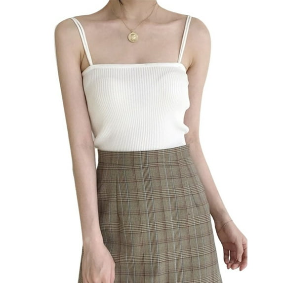 Ochine Women's Camisole Casual Sexy Bandeau Solid Color Spaghetti Strap Stretchy Knitted Tank Cami Tube Top Vest Club Party, Average Size