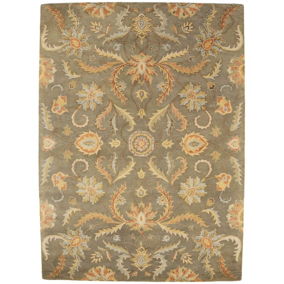 Tan Floral Modern 8X11 Oriental Hand-Tufted Rug