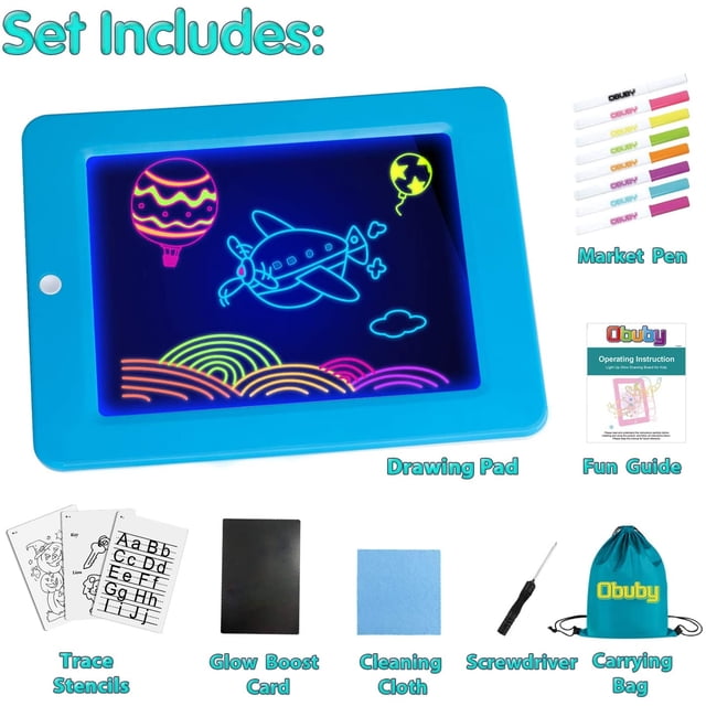 Obuby Kids Light Up Drawing Board Magic Pad Draw Tracing with 9 Light Effects LE OBUBY OBUBY