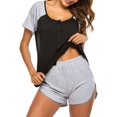 thumbnail image 2 of Pijama de manga corta para mujer, ropa de dormir suave, conjunto de pijama con parte superior y pantalones cortos, color gris Xemadio WRMH-1086-3, 2 of 6
