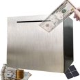 thumbnail image 1 of Hucha Caja de seguridad para dinero Caja de ahorros más grande Banco de dinero de acero inoxidable Frasco para monedas en efectivo para adultos Niños Grils 7.9 pulgadas, 1 of 5