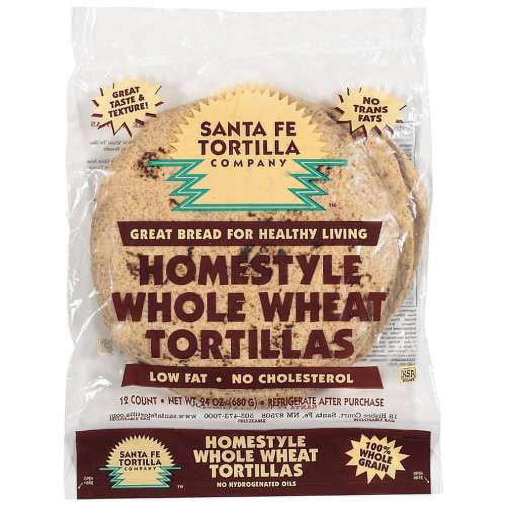 (4 pack) Santa Fe Tortilla Company 8" Homestyle Whole Wheat Flour Tortillas, 12 Count (24 oz)