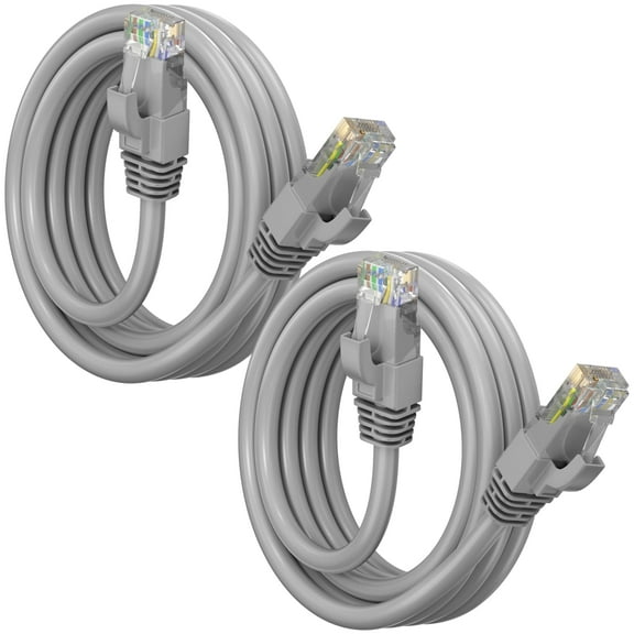 Maximm Cat6 Ethernet Cable 2-Pack 4 ft – CCA LAN Network Patch Cords, RJ45, Gray