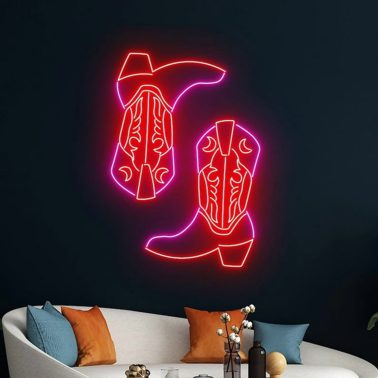 Handmadetneonsign Cowboy Boots Led Sign, Cowboy Neon Light