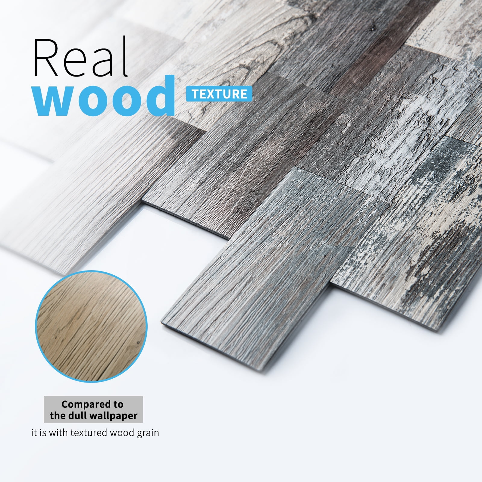 Art3d Peel and Stick Backsplash PVC Wall Tile, Stickon Tile for Kitchen Backplash, Bathroom Vanities, Fireplace Decor, Laundry Table, Stair Decals in Spruce Grey Rustic, Plastic-Sheets (1-sheet)