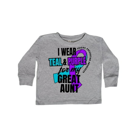 

Inktastic Suicide Prevention I Wear Teal and Purple for My Great Aunt Gift Toddler Boy or Toddler Girl Long Sleeve T-Shirt