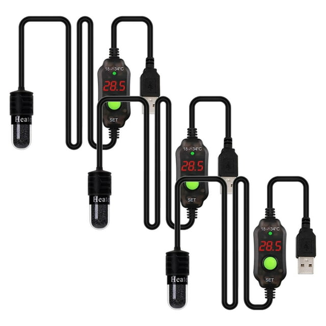 GROWTH TANK 3x Mini Aquarium Tank Heater Submersible Thermostat Heater Heating Rod LED