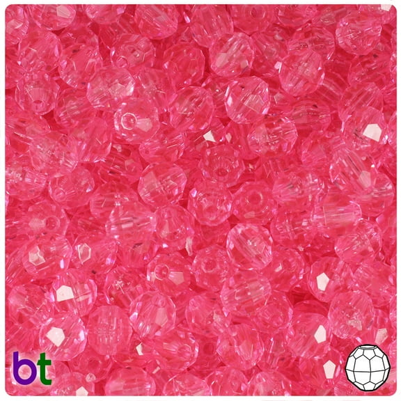 BeadTin Pink Transparent 8mm Faceted Round Craft Beads (450pcs)