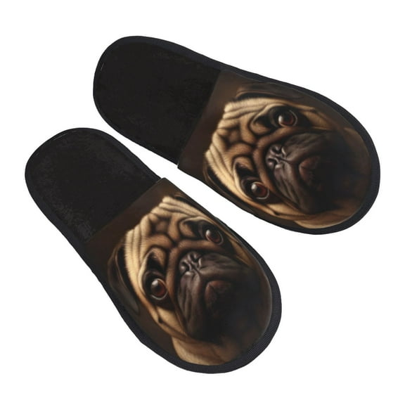 Cozy Slippers for Women Men Portrait Of Pug Dog Winter Slippers Warm Home Indoor Shoes