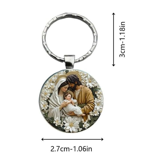 SLYNSHome Christmas Religious Keychain,Nativity Scene Ornaments The Birth of Jesus Purse Bag Charm Pendant for Christmas Gifts