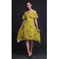 thumbnail image 3 of Bimba Robe à Volants Imprimée Oiseau Jaune pour Femmes Épaules Dénudées - XXX-Large, 3 of 6