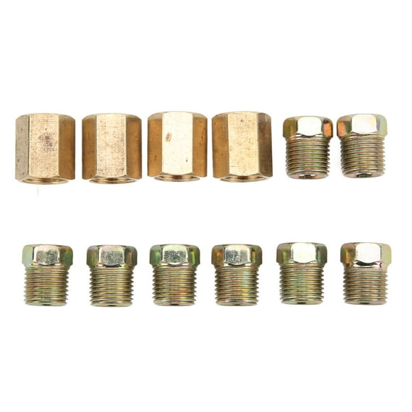 Brake Line Connector,12pcs 7/16in‑24 Threads Brake Brass Brake Line Fittings Brake Line Fittings Assortment Custom Engineered