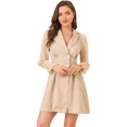 thumbnail image 1 of INSPIRE CHIC Robe Blazer à Carreaux pour Femme à Revers Cranté, à Double Boutonnage, à Manches Longues, 1 of 6