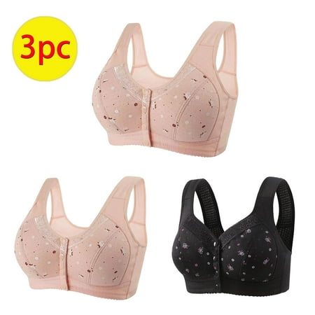 Itsame 3PC Bras for Women s Full Support Everyday Sports Bra Set Comfortable Breathable Wireless Comfort Bralette Set Pink Size 2XL