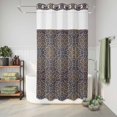 thumbnail image 6 of No Hook Shower Curtain, Vintage Mediterranean Shower Curtains for Bathroom with See Through Top Window, Retro Morocco Abstract Art Brown Blue Waterproof & Washable Bath Curtain Stand Up Stall 36"x72", 6 of 9