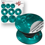 Decal Style Vinyl Skin Wrap 3 Pack for PopSockets Bokeh Music Neon Teal (POPSOCKET NOT INCLUDED) by WraptorSkinz