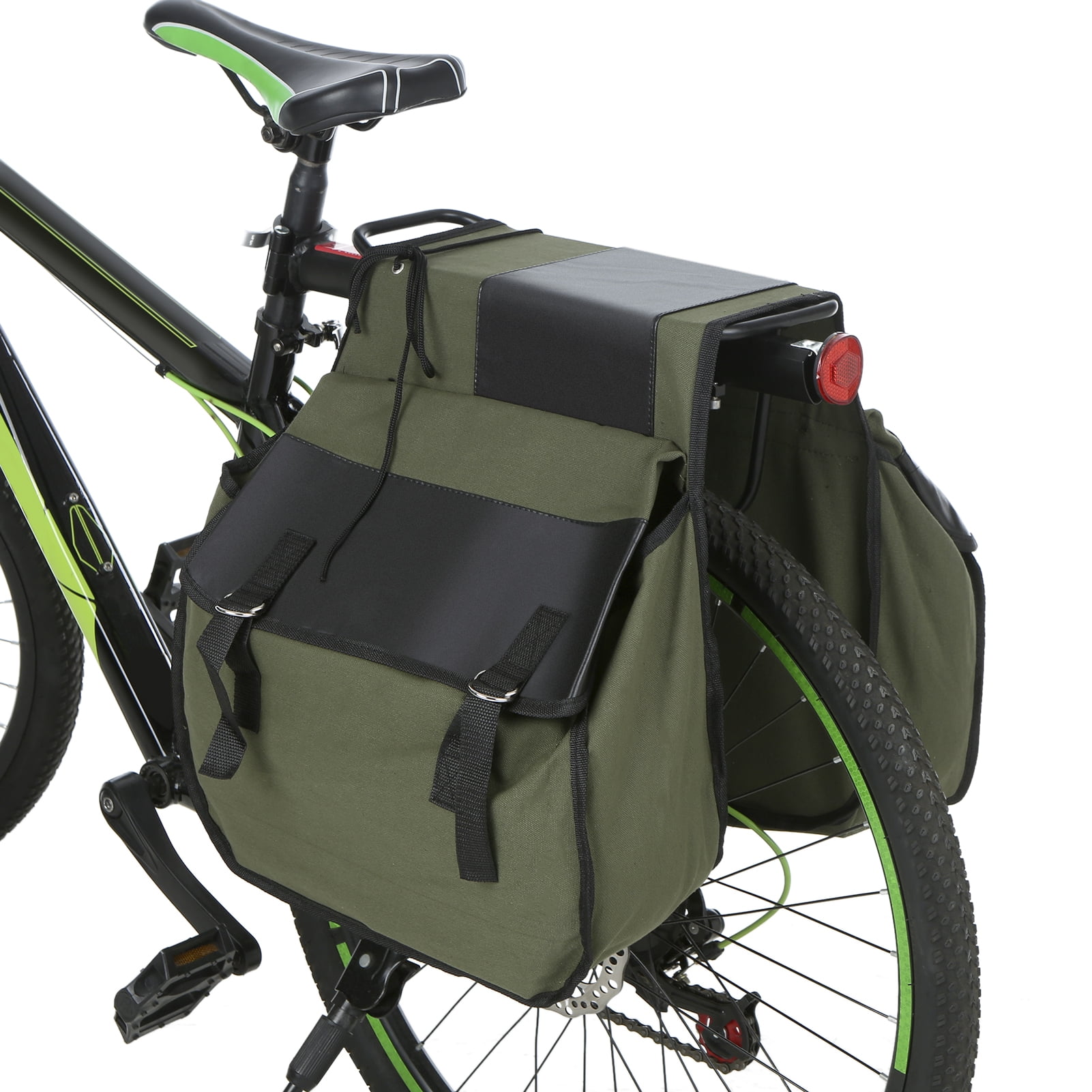 Roswheel Bike Rear Seat Rack Double Panniers Bag Army Green Cool BOOKBAGS 