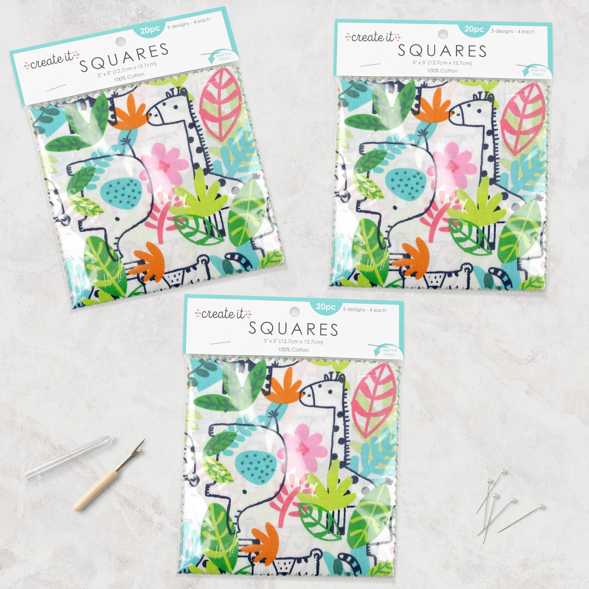 Create It 5"x5" Cotton Safari Foliage Precut Squares, Multicolor, 60 Piece