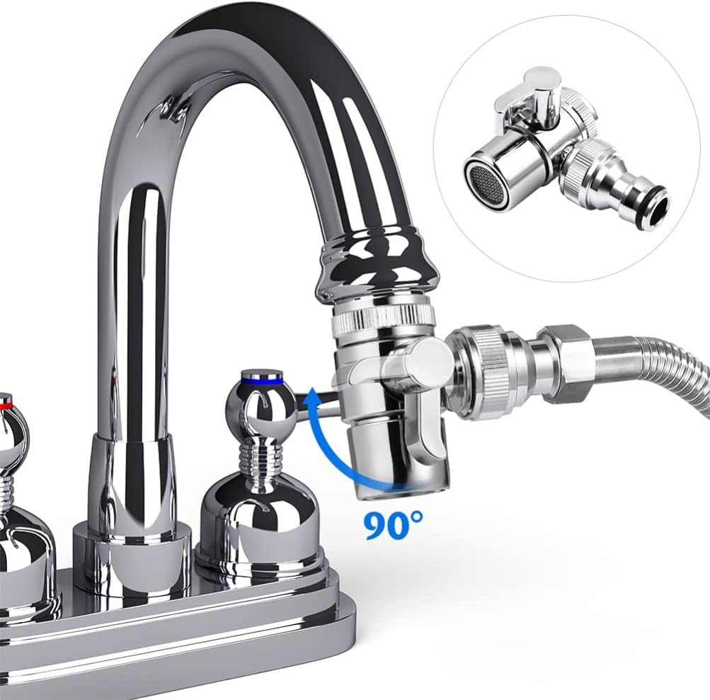 Faucet Splitter Adapter for Washing Machine and Dishwasher Leak-Proof Dual Hose Attachment Easy to Adjust Compact 1.77X1.57X0.78In Connector Portable Washer Sink