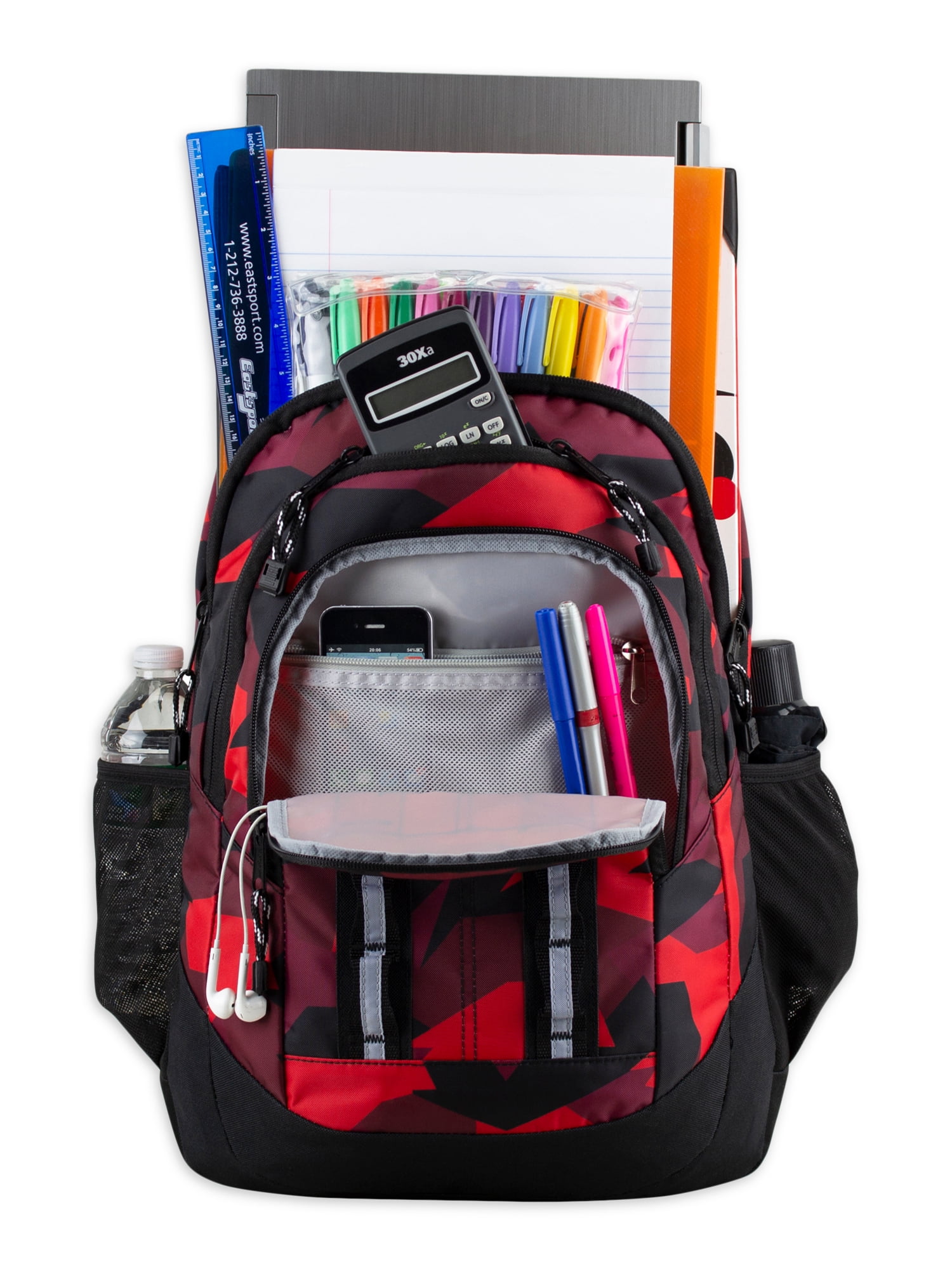 Eastsport Unisex Pinnacle Sport 19" Laptop Backpack, Red Jagged Shapes Print