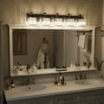 thumbnail image 6 of 5-Light Modern Crystal Bathroom Vanity Lights Black Bathroom Light Fixtures Crystal Vanity Shower Lights Over Mirror, Mirror Glass Crystal Bathroom Vanity Lighting Fixtures, 6 of 7
