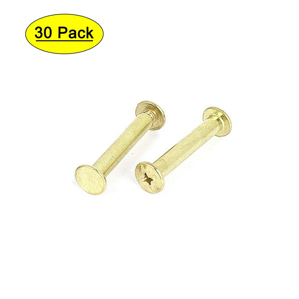 Uxcell 5x30mm Brass Plated Binding Chicago Screw Post for Leather