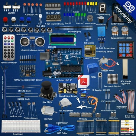 Adeept Ultimate Starter learning Kit for Arduino UNO R3 LCD1602 Servo (Arduino Uno Best Price)