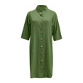 thumbnail image 5 of Kcodviy Robe-Chemise Midi pour Femme, Robe de Travail Décontractée, Robe à Boutons, Manches 1/2, Robe d'Été Décontractée, Robe Décontractée à Revers, 5 of 5