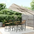 thumbnail image 3 of vidaXL 7 Piece Patio Bar Set Black Poly Rattan& Solid Wood Acacia, 3 of 16