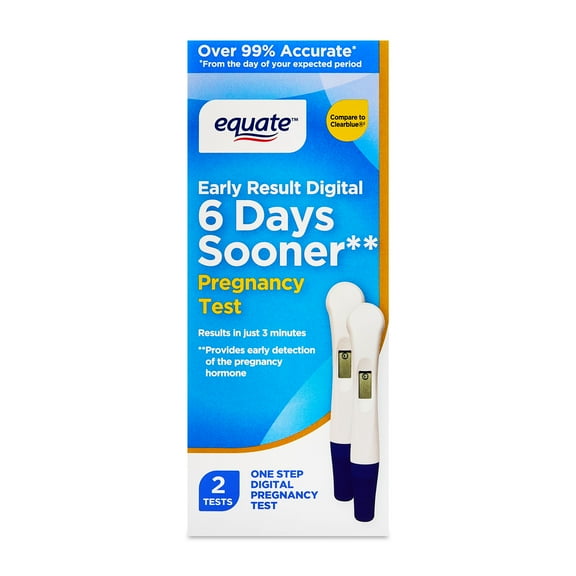Equate Early Result Digital Pregnancy Test, 2 Count, Test 6 Days Sooner, Compare to Clearblue