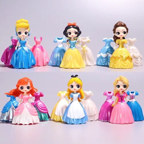 Disney Princess Toys Frozen Elsa Cenicienta Ariel Alice Magic Clip Dress Clothes Change Figures Dolls