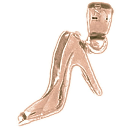 14K Rose Gold 3-D High Heel Shoe Pendant - 18 mm