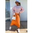 thumbnail image 6 of Women's Orange Stripe Drop Shoulder Crew Neck Loose Fit Sweatshirt - [ZhiHiMeRi] | (US 12-14)L, 6 of 12