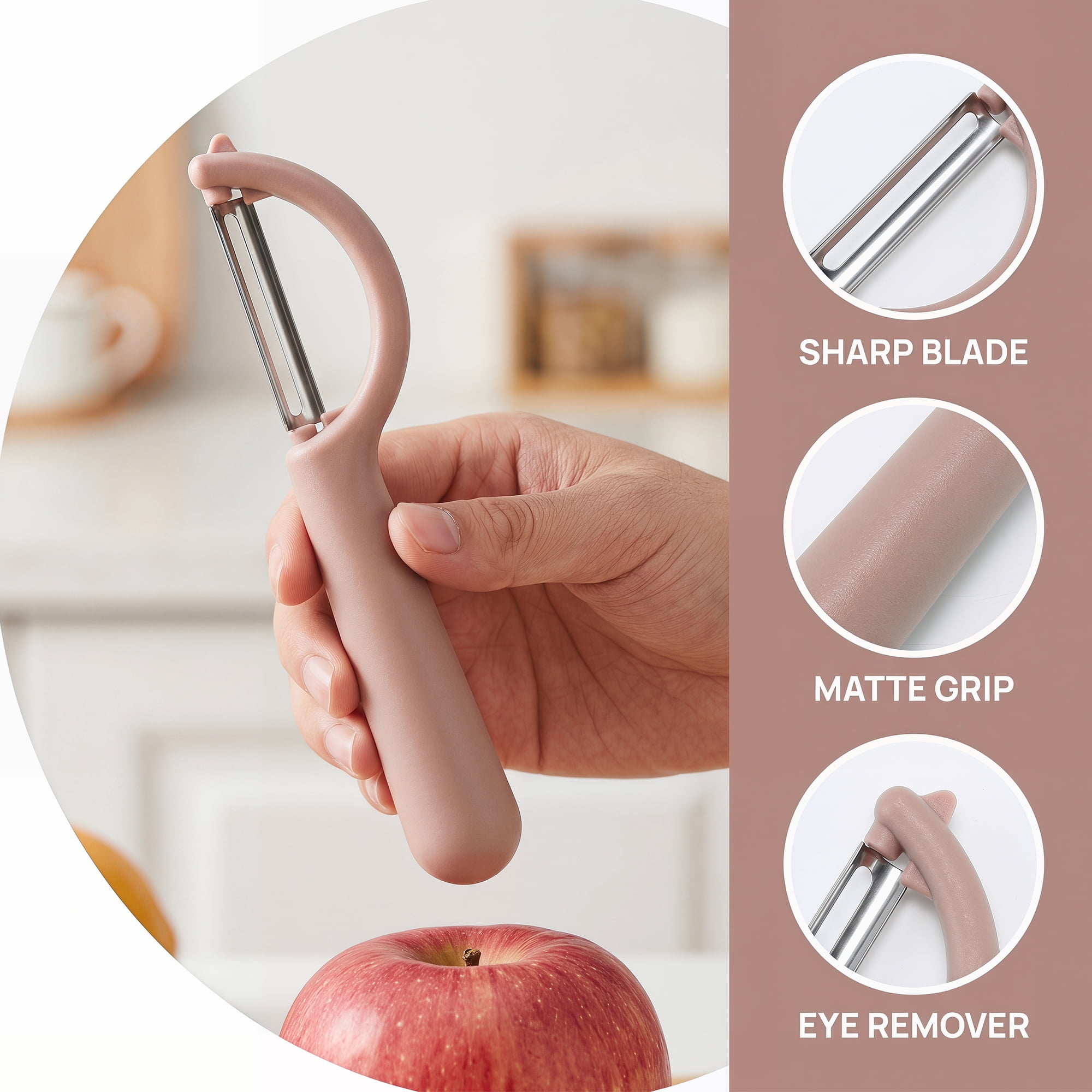 Unique Bargains Plastic Apple and Potato Peeler with Ergonomic Handle Khaki 6.5x1.4 inch