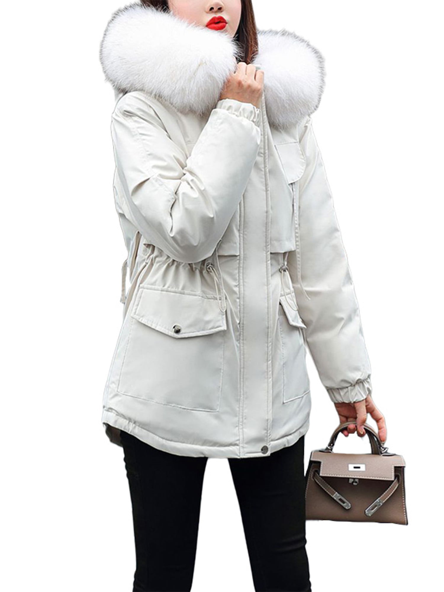Generic Womens Winter Warm Faux Fur Hooded Padded Coat Parka Long Jacket 