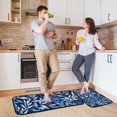 thumbnail image 6 of Minimalist Blue Leaf Blackground Kitchen Mat Set of 2 Cushioned Non Slip Rugs for Bedroom Floor Runner Mats, 6 of 7